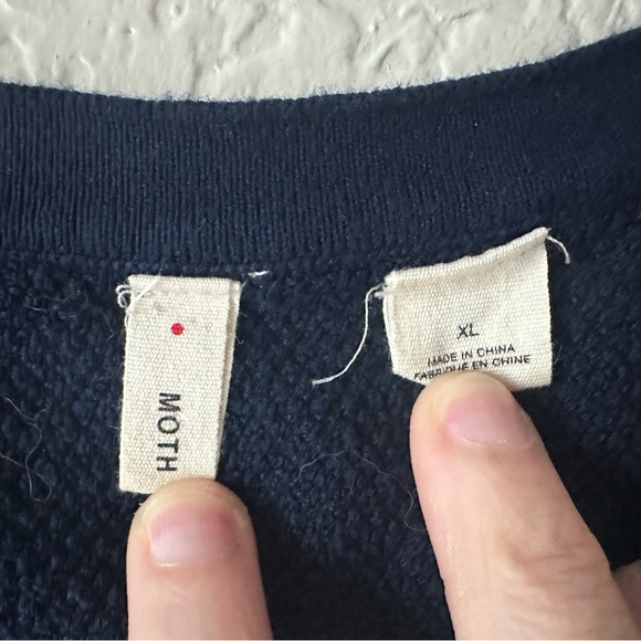 Anthropologie Moth Navy & Cream Sleeveless Peplum Blouse XL | Button Front - Picture 3 of 12